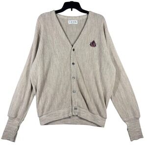 VINTAGE 80s IZOD Cardigan Sweater Mens L Preppy Academia Grandpa Rich USA Made